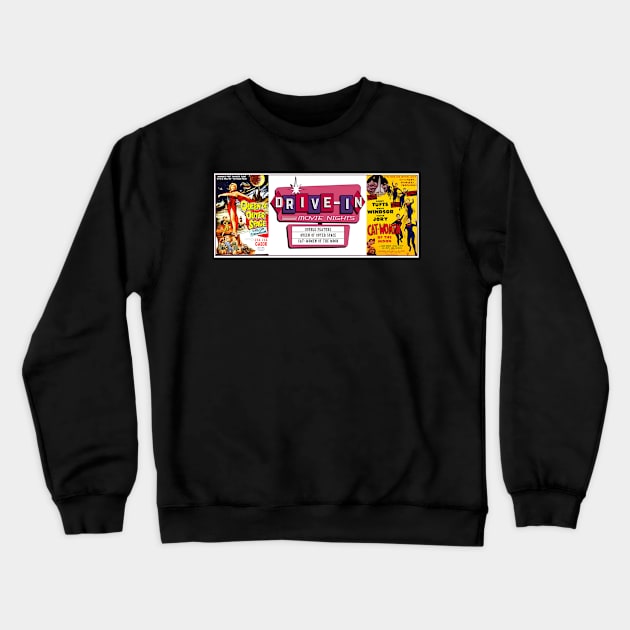 Drive-In Double Feature - Women of Outer Space Crewneck Sweatshirt by Starbase79